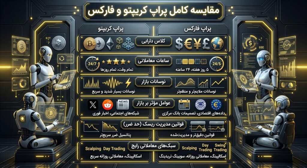 تفاوت پراپ کریپتو و فارکس